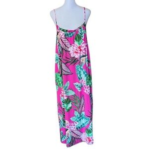 Lilac + London Pink Floral Ruffle Detail Maxi Nightgown/Chemise Size XL